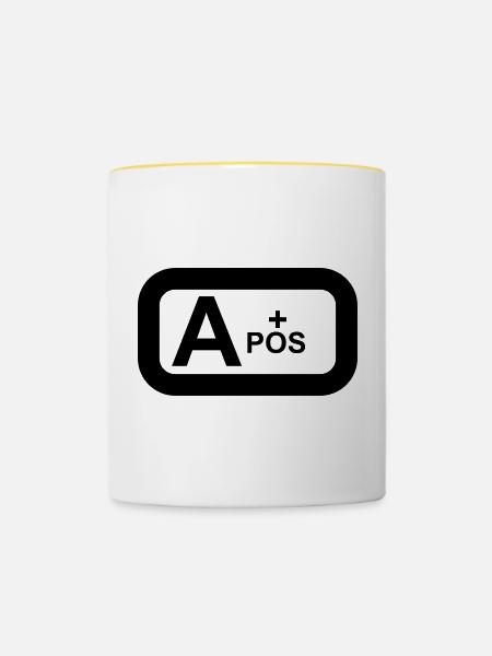 Blutgruppe a pos patch / SYMBOL - Tasse zweifarbig - Weiß/Gelb