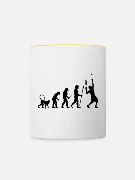 Evolution eines Tennisspielers - Tasse zweifarbig - Weiß/Gelb
