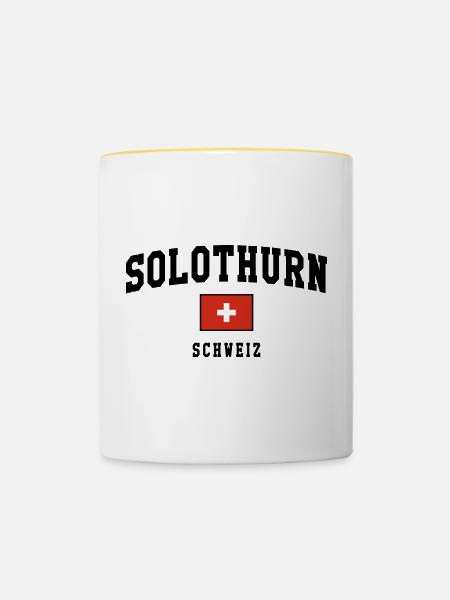 Solothurn Schweiz Flagge Design - Tasse zweifarbig - Weiß/Gelb