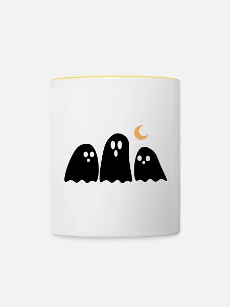 Halloween Geister Schwarz - Tasse zweifarbig - Weiß/Gelb