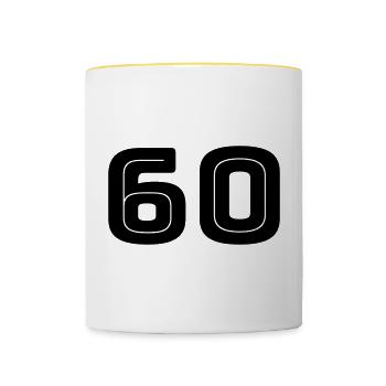 Numéro 60 - Anniversaire - Numéro de maillot - Mug contrasté - blanc/jaune - Devant