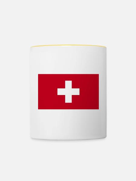Schweiz Flagge - Tasse zweifarbig - Weiß/Gelb
