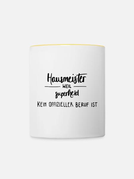 Hausmeister - Superheld! - Tasse zweifarbig - Weiß/Gelb