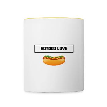 Hotdog love - Tasse zweifarbig - Weiß/Gelb - Vorne