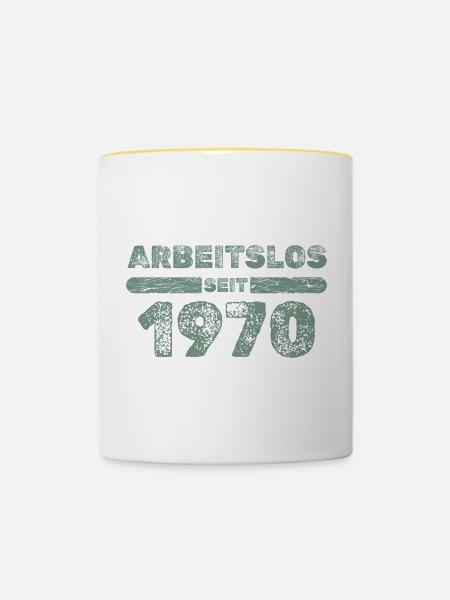 Arbeitslos seit 1970 - Tasse zweifarbig - Weiß/Gelb