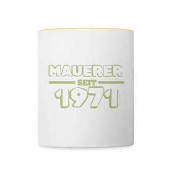 Maître maçon 1971 - Mug contrasté - blanc/jaune - Devant