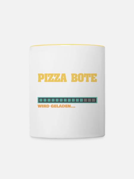 Pizza geladen - Tasse zweifarbig - Weiß/Gelb
