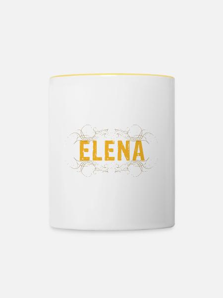 ELENA Schriftzug verziert - Tasse zweifarbig - Weiß/Gelb