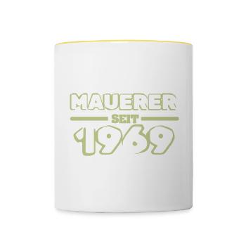 Jahr 1969 - Tasse zweifarbig - Weiß/Gelb - Vorne