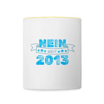Jahr 2013 - Tasse zweifarbig - Weiß/Gelb - Vorne
