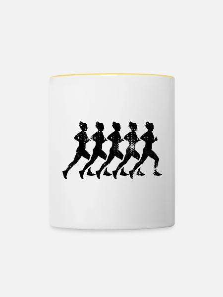 Läuferinnen - Tasse zweifarbig - Weiß/Gelb
