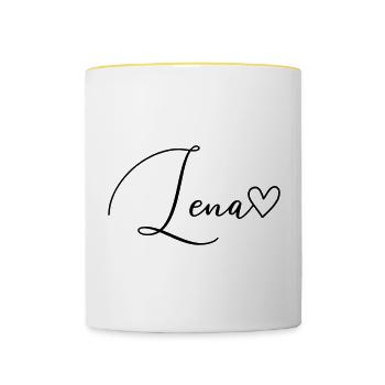 Lena Last Name First Name Girl - Contrasting Mug - white/yellow - Front
