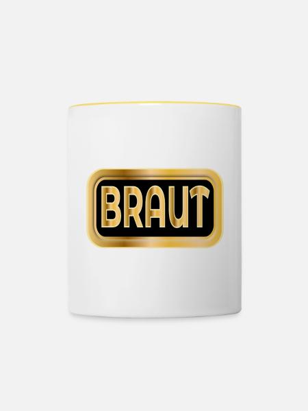 Braut - Tasse zweifarbig - Weiß/Gelb