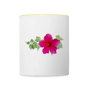 Chinese Hibiscus – Exotic Flowers - Contrasting Mug - white/yellow - Front