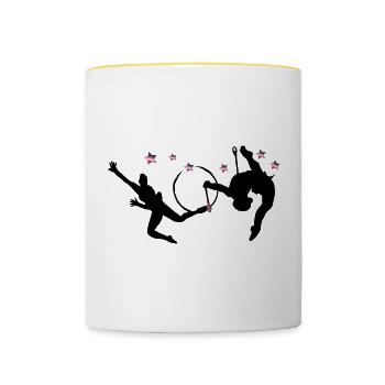 Gymnastique rythmique avec cerceaux - Mug contrasté - blanc/jaune - Devant