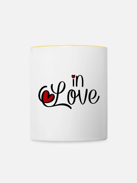 Verliebt - Tasse zweifarbig - Weiß/Gelb