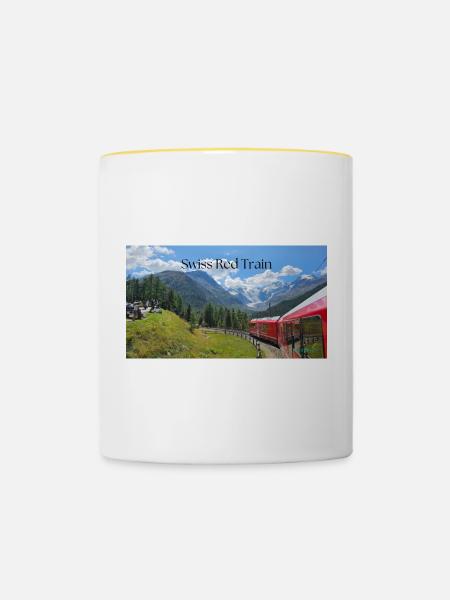 Schweizerischer Roter Zug - Tasse zweifarbig - Weiß/Gelb