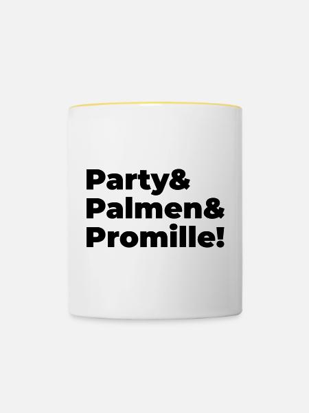 Party Palmen Promille - Tasse zweifarbig - Weiß/Gelb