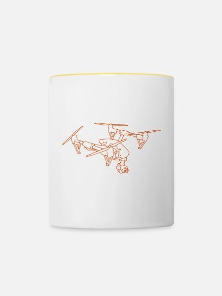 Drohne - Tasse zweifarbig - Weiß/Gelb