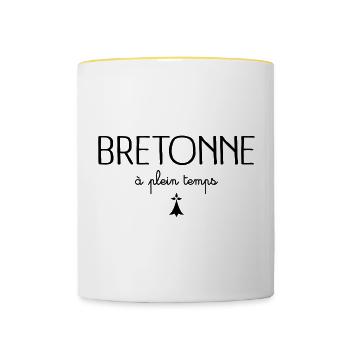 Bretonne à Plein Temps - Mug contrasté - blanc/jaune - Devant