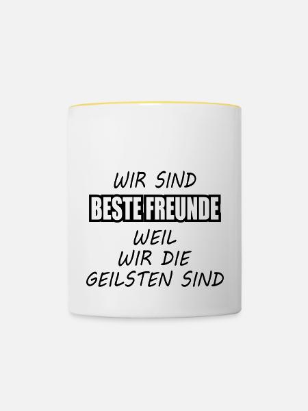 Beste Freunde - Tasse zweifarbig - Weiß/Gelb