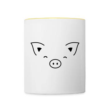Pig piglet sow - Contrasting Mug - white/yellow - Front