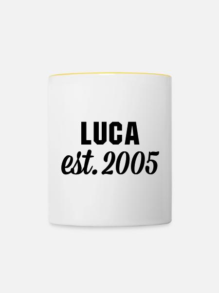 Luca est 2005 - Tasse zweifarbig - Weiß/Gelb