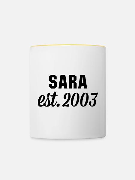 Sara est 2003 - Tasse zweifarbig - Weiß/Gelb