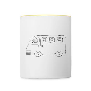 Bus driver bus school bus family children - Contrasting Mug - white/yellow - Front