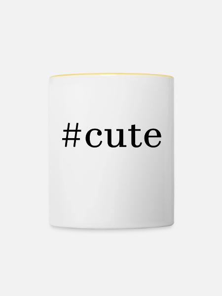 #cute - Tasse zweifarbig - Weiß/Gelb