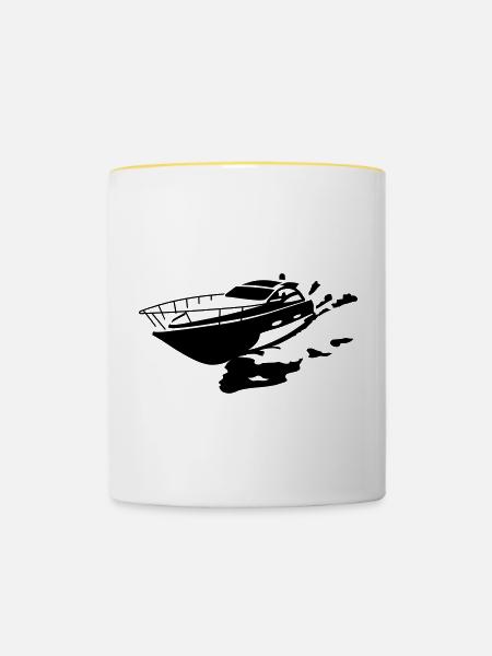 Motorboot - Tasse zweifarbig - Weiß/Gelb