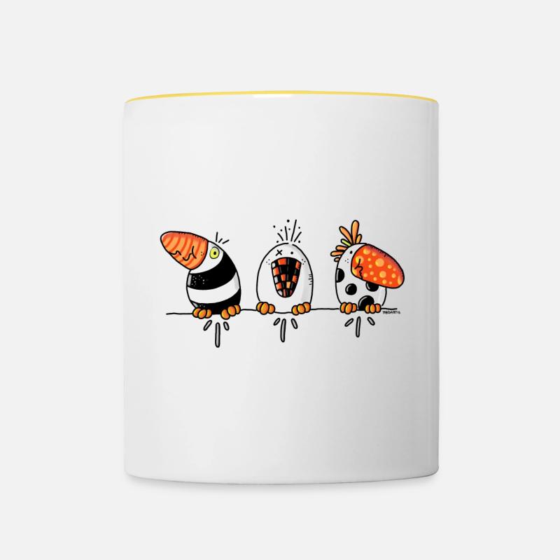 Drôles d'oiseaux - oiseau - Mug contrasté - blanc/jaune