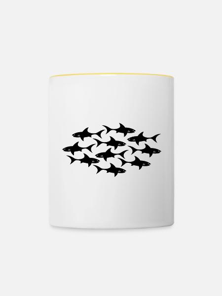 Hai shark - Tasse zweifarbig - Weiß/Gelb