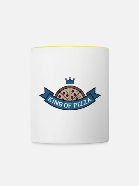Pizza - Tasse zweifarbig - Weiß/Gelb