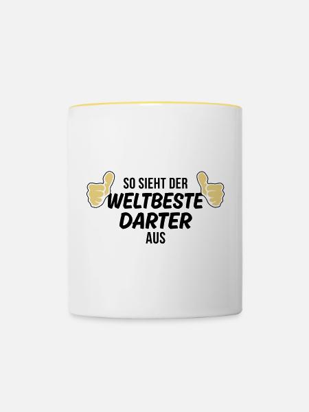 der weltbeste darter - Tasse zweifarbig - Weiß/Gelb