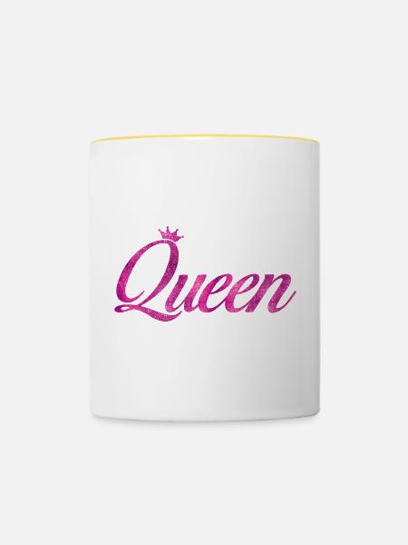 Königin - Tasse zweifarbig - Weiß/Gelb