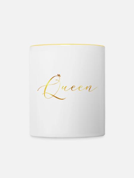 Königin - Tasse zweifarbig - Weiß/Gelb