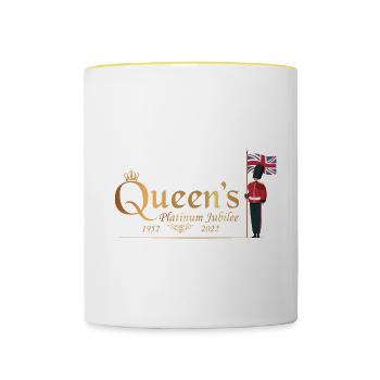 British Queen Monarchy Platinum Jubilee 1952 2022 - Contrasting Mug - white/yellow - Front