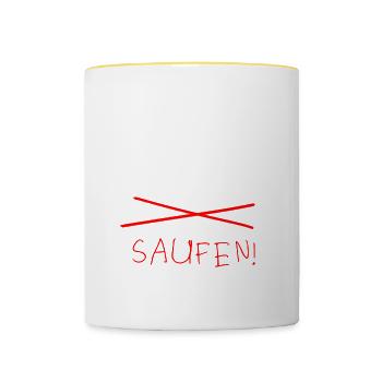 Nur zum Saufen Hier Mallorca Bier JGA Party - Tasse zweifarbig - Weiß/Gelb - Vorne