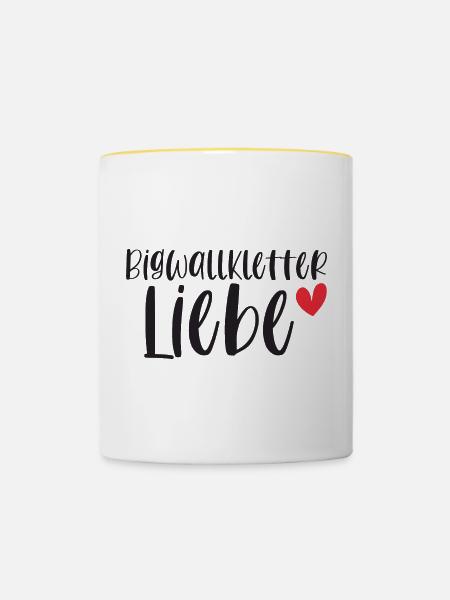 Klettern Bigwall Liebe Berge Geschenk - Tasse zweifarbig - Weiß/Gelb