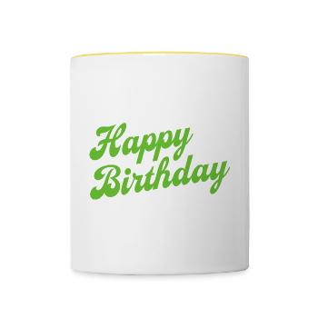 Happy Birthday Geburtstag Gratulieren - Tasse zweifarbig - Weiß/Gelb - Vorne
