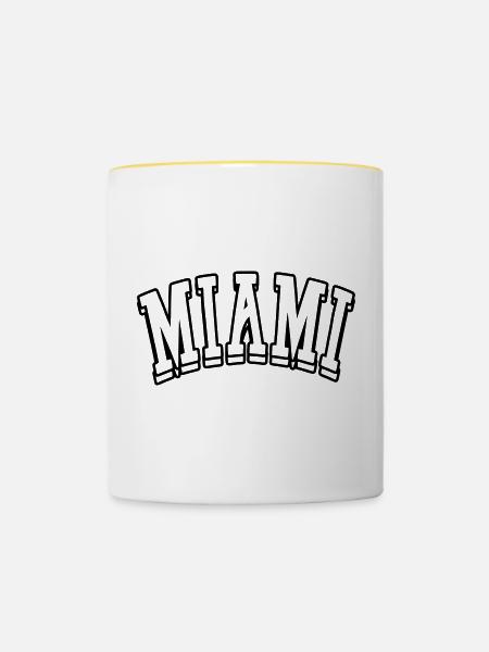miami shirt - Tasse zweifarbig - Weiß/Gelb