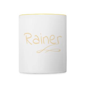 First name Rainer - Contrasting Mug - white/yellow - Front