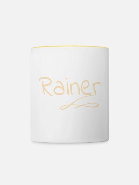 Vorname Rainer - Tasse zweifarbig - Weiß/Gelb