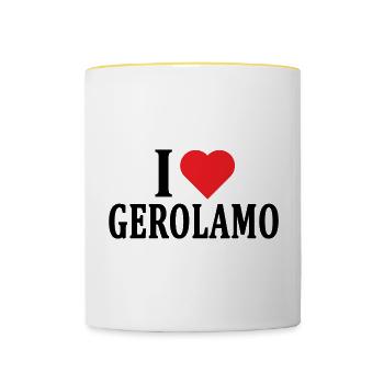 T-Shirt Ich liebe Gerolamo T-Shirt Geschenkidee - Tasse zweifarbig - Weiß/Gelb - Vorne