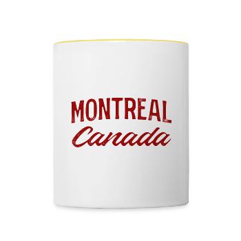 Montreal Canada Vintage Script - Tasse zweifarbig - Weiß/Gelb - Vorne