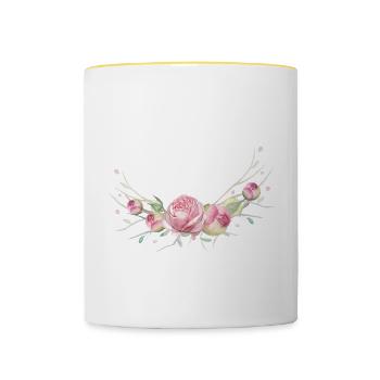 Branche de rose. Pour personnaliser. - Mug contrasté - blanc/jaune - Devant