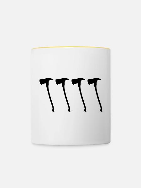 Feuerwehraxt - Tasse zweifarbig - Weiß/Gelb