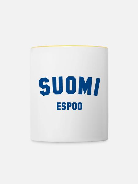 ESPOO Suomi Finnland - Tasse zweifarbig - Weiß/Gelb