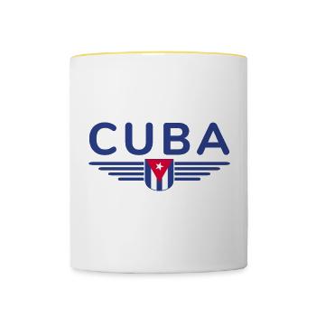 Stilvolles Kuba Design für Fans - Tasse zweifarbig - Weiß/Gelb - Vorne